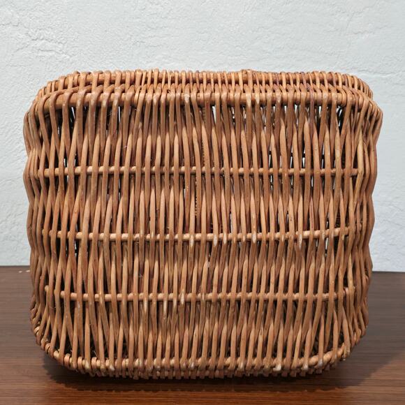 Wicker Woven Double Open Lid Picnic Handled Basket Travelling Camping Storage - Picture 8 of 13